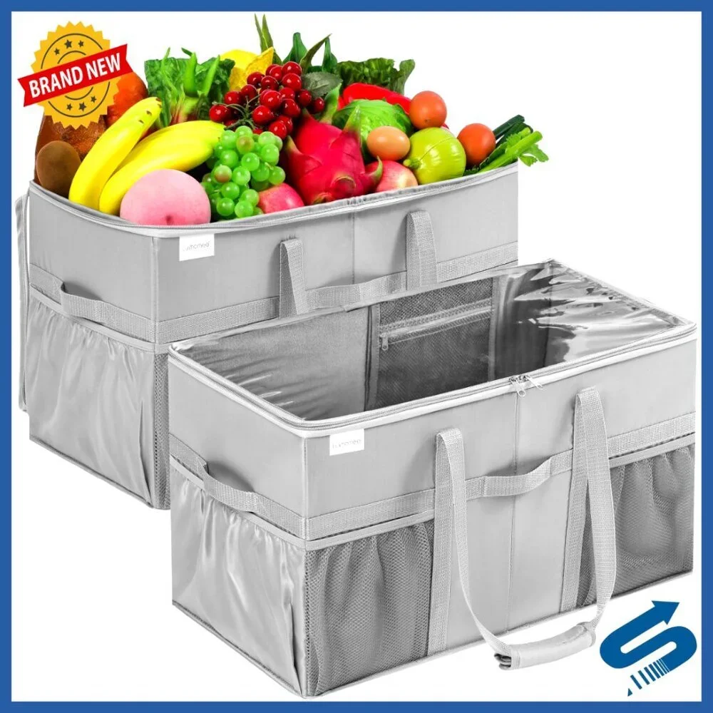 Heavy Duty Utility Tote Bag with Pockets Foldable Reusable Grocery Shopping